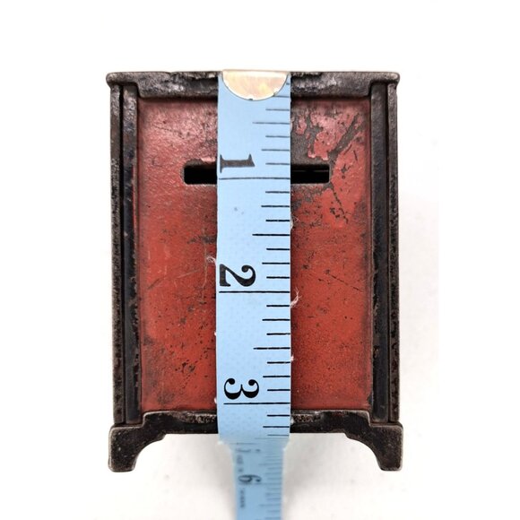Antique Still Coin Bank Safe Cast Iron Red Toy 1880s No Key Columbia Grey Iron - Picture 10 of 10
